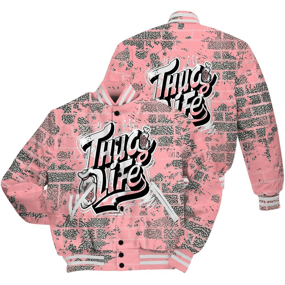 Varsity Jacket To Match Retro Wings 3s Shirt - Free Thug Living Graphic Brick Art All Over Print