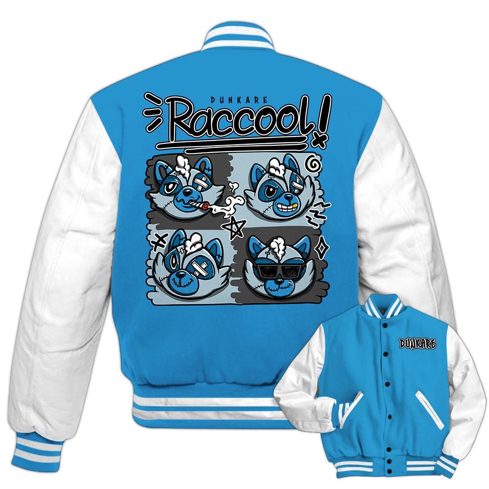 Varsity Jacket To Match Powder Blue 9s - Raccool Raccoon Varsity Jacket Unisex