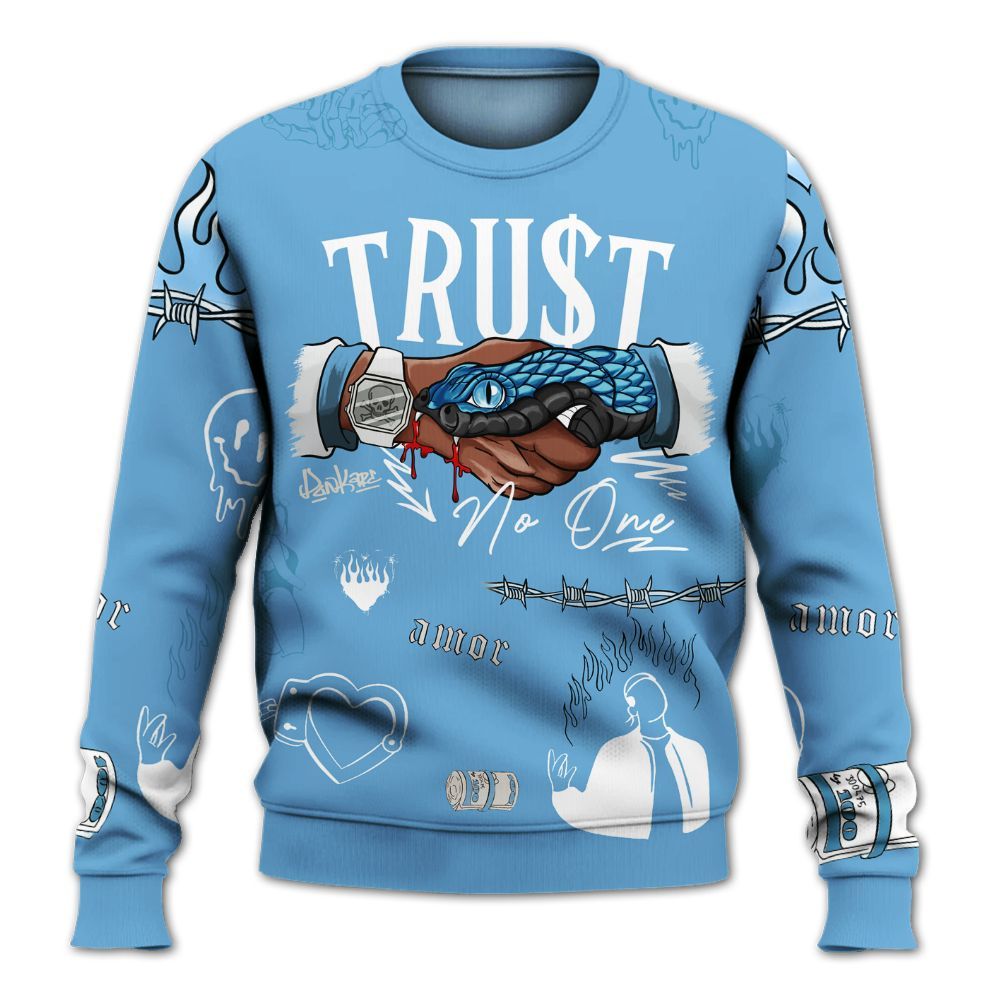 Sweatshirt To Match SB Dunk Low University Blue - Snake Trust No One All Over Print
