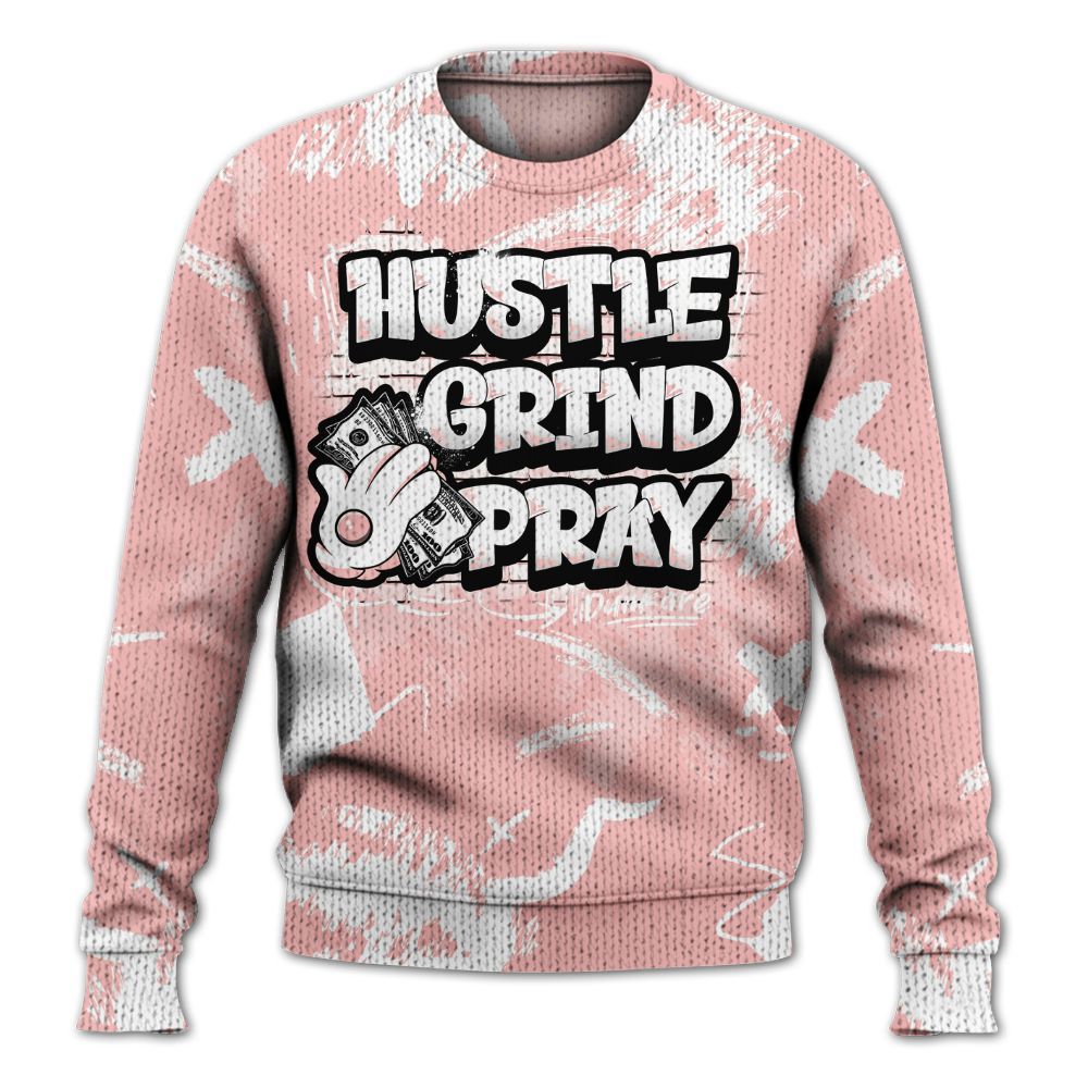 Knitted Sweater To Match Low Legend Pink 11s - Hustle Grind Pray Retro