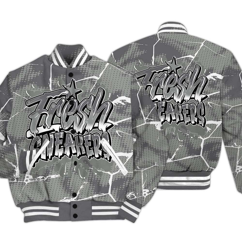 Varsity Jacket To Match Paris Cement Grey 4s - Fresh Shoe White Graphic Crack Varsity Jacket Unisex