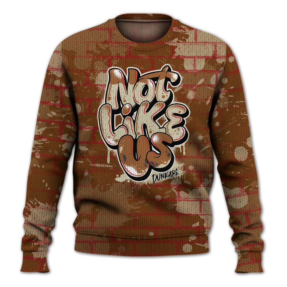 Knitted Sweater To Match Archaeo Brown 5s - None Like Us Graphic Brick Art
