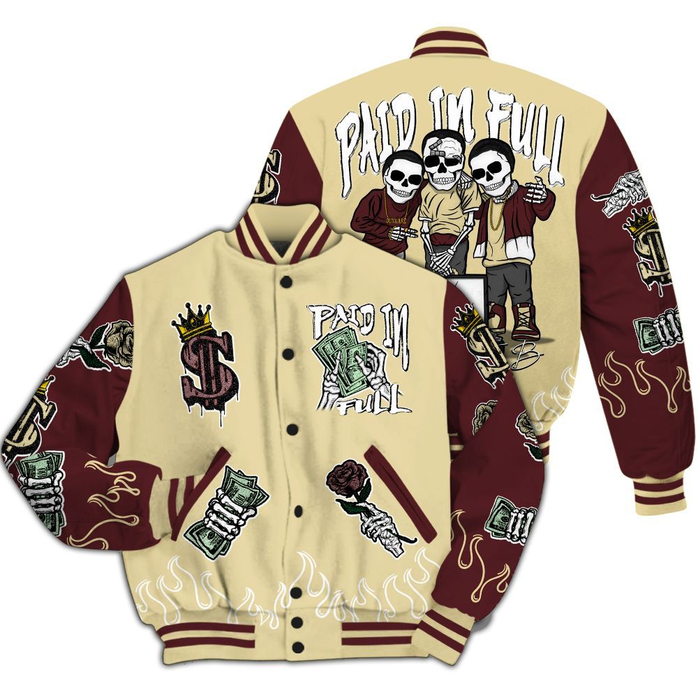Varsity Jacket To Match Women Phantom 12s - Fire Everybody Paid In All Over Print