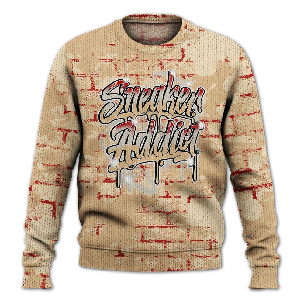 Knitted Sweater To Match Dunk Low Strawberry Waffle - Addiction Sneakers Graphic Street Art