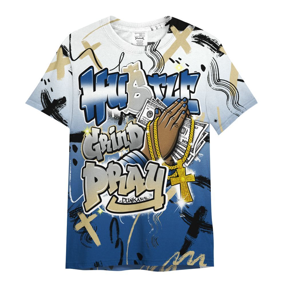 Shirt To Match Air Ship Royal Blue - Money Hustle Grind Pray All Over Print