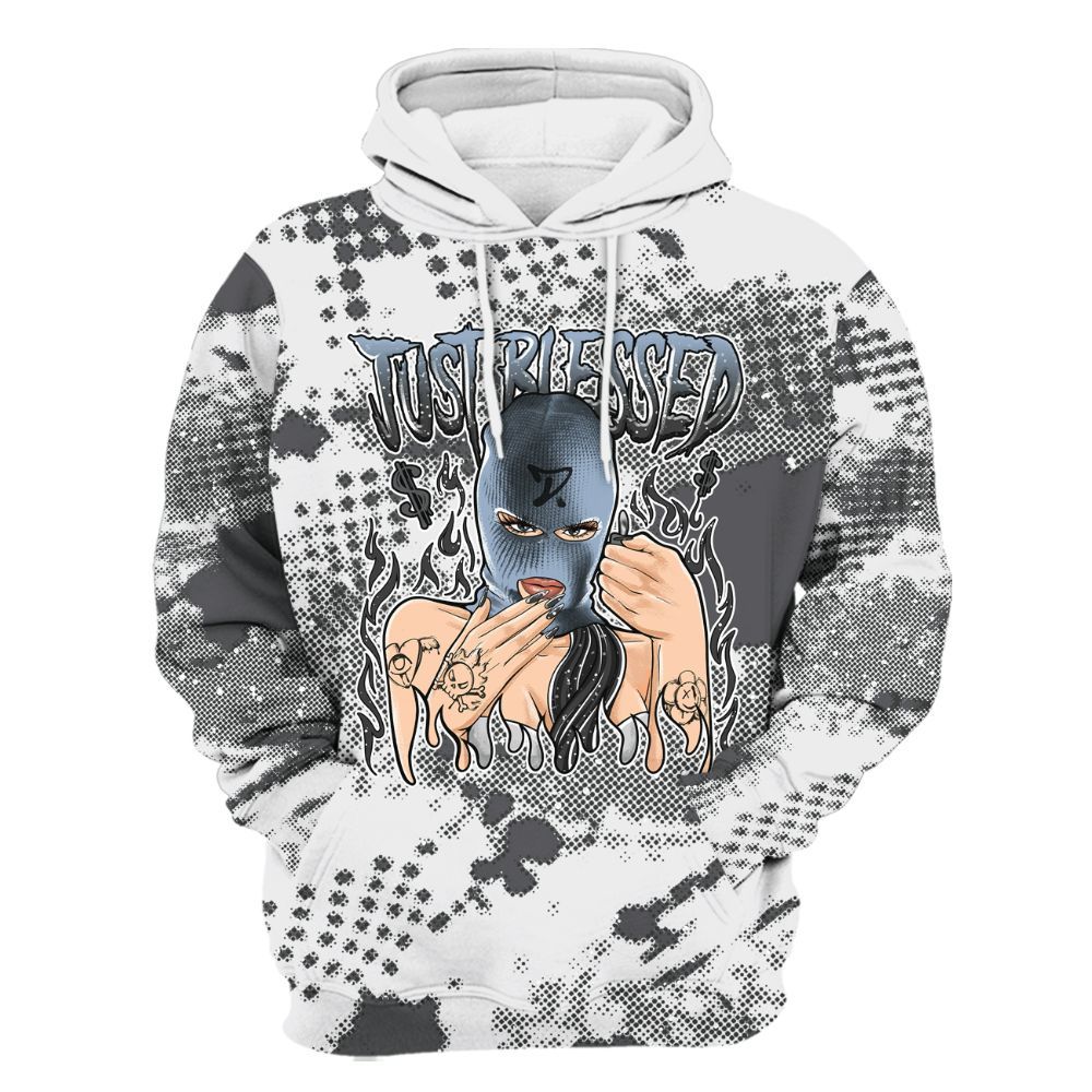 Hoodie To Match Reverse Black White 6s - Blessed!! Smoke Dot All Over Print