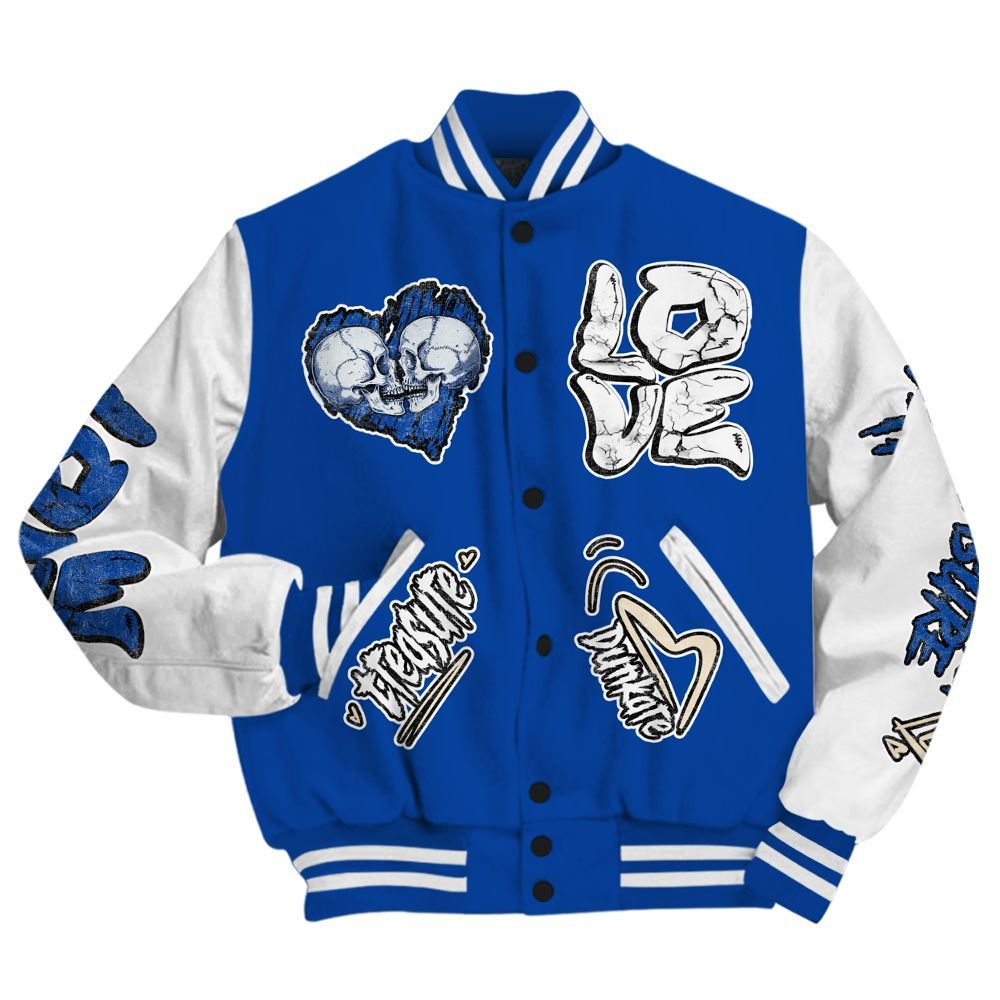 Varsity Jacket To Match Low Game Royal 1s - Skull Bear All Over Print