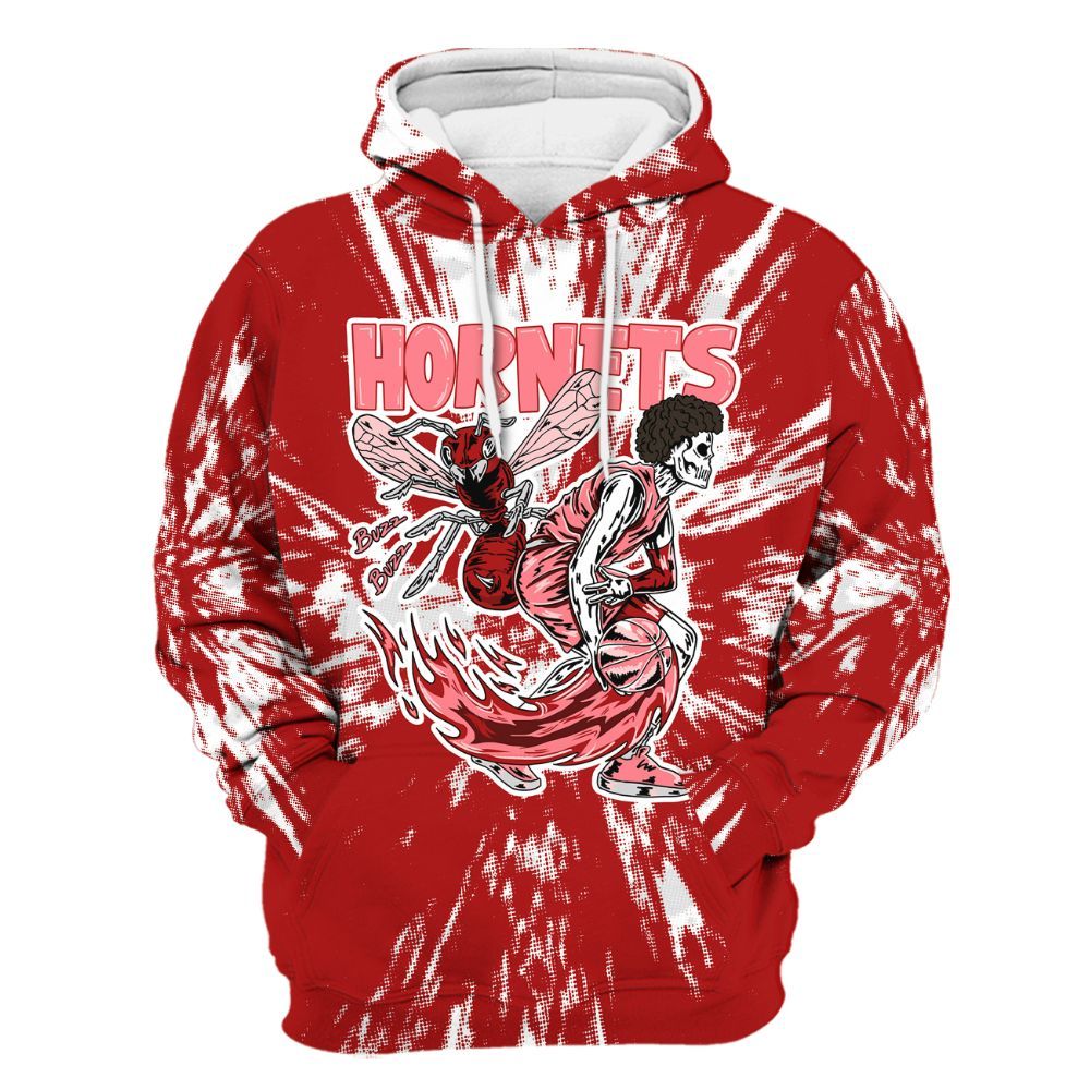 Hoodie To Match Red Taxi 12s - Hornets Skeleton Luxury All Over Print