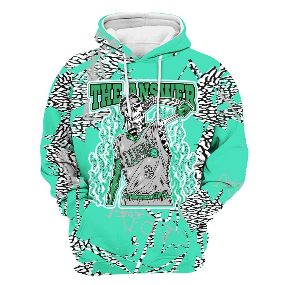 Hoodie To Match Black Green Glow 3s - Allen Answer Skeleton Messyz All Over Print