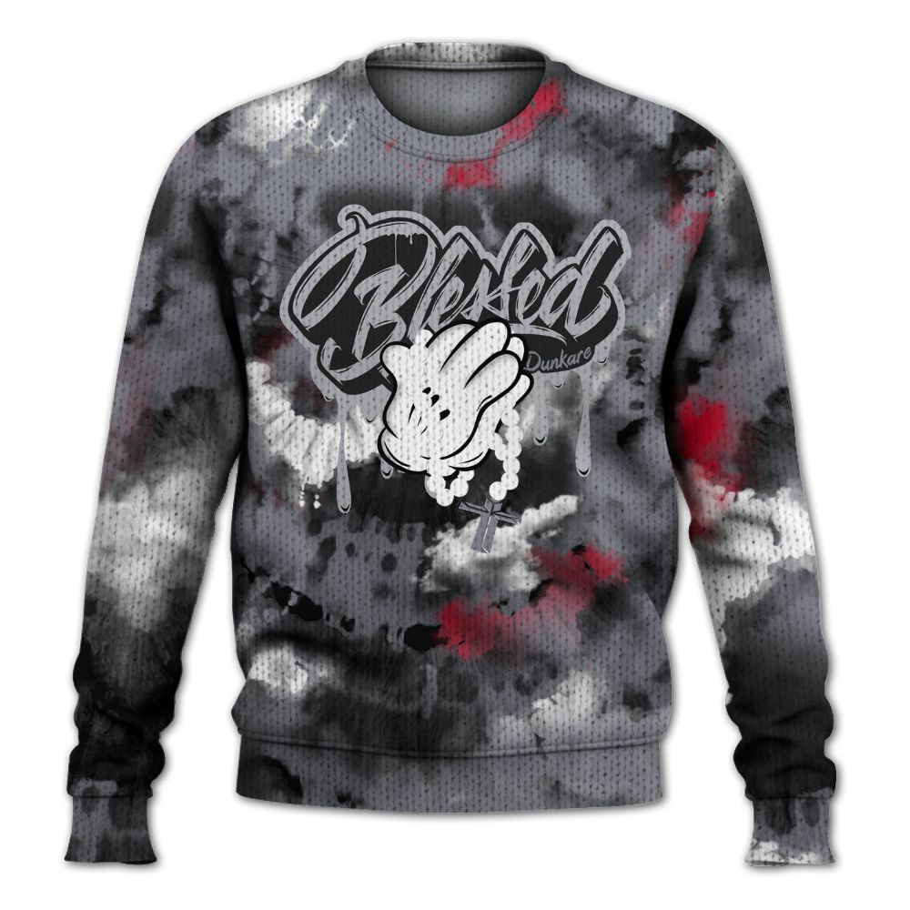 Knitted Sweater To Match Retro Black Flint 13s - God Blessed Tie Dye