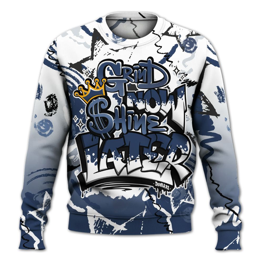 Sweatshirt To Match Low 85 Metallic Blue 1s - Grind Shine Later Drip All Over Print