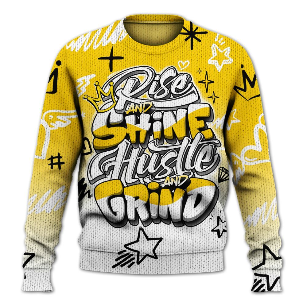 Knitted Sweater To Match Corteiz Air Max 95 Tour Yellow - Rise Shine Hustle Grind