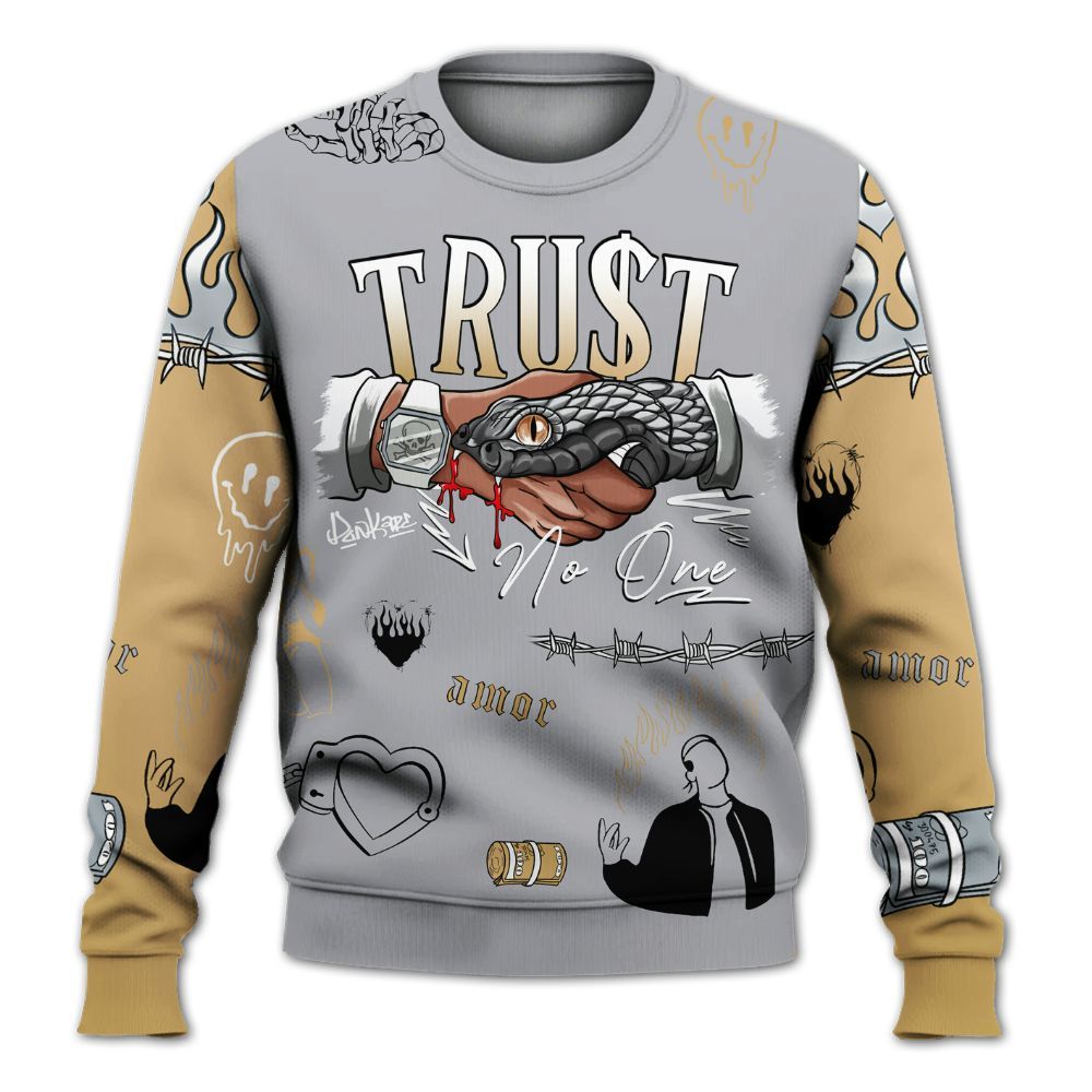 Sweatshirt To Match Retro High OG Cool Grey 1s - Snake Trust No One All Over Print