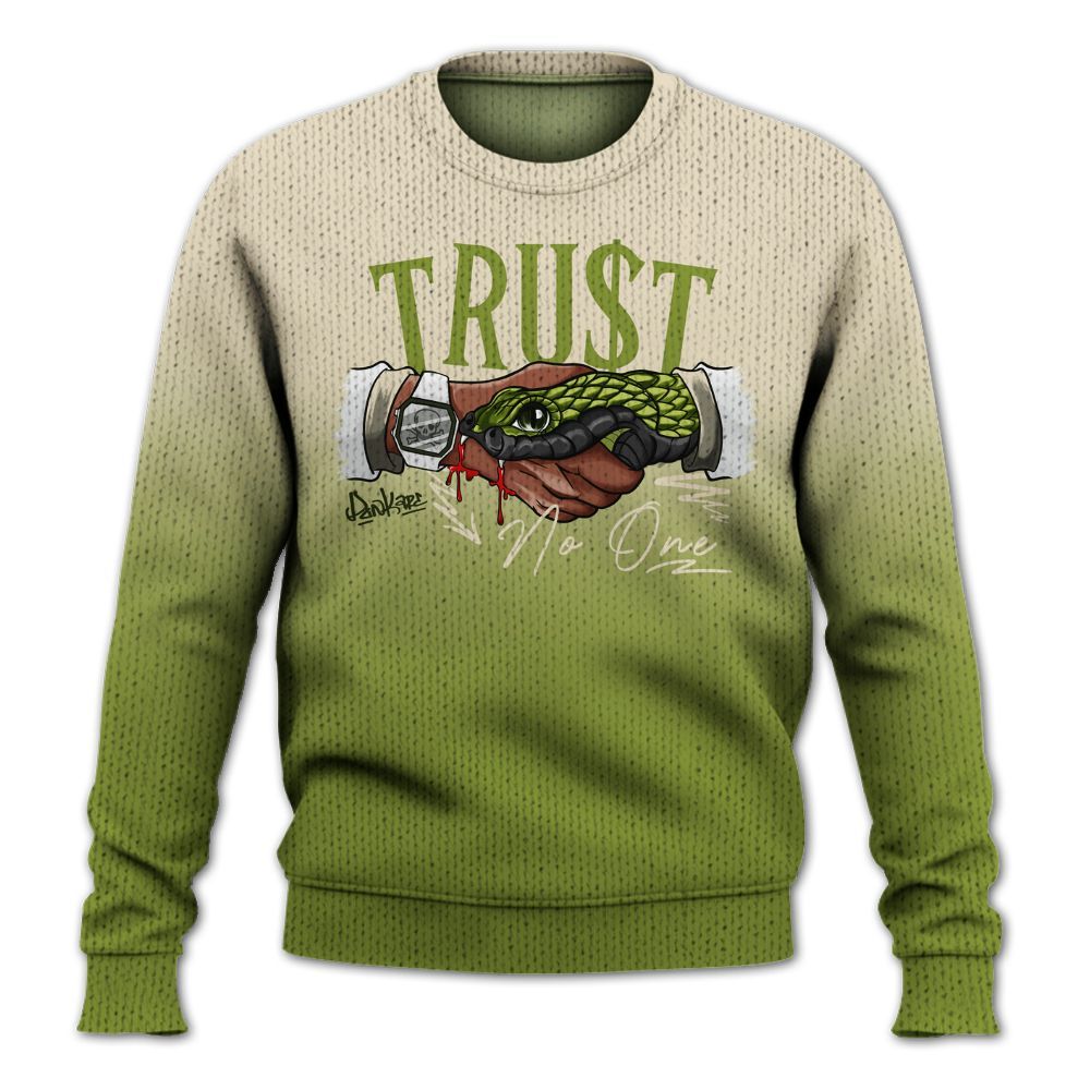 Knitted Sweater To Match SB Dunk Low Asparagus - Snake Trust No One Drip