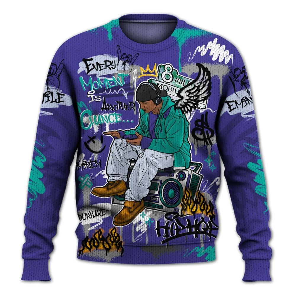 Sweater To Match Retro Grape 5s - 8Mile Movie Graffiti Graphic