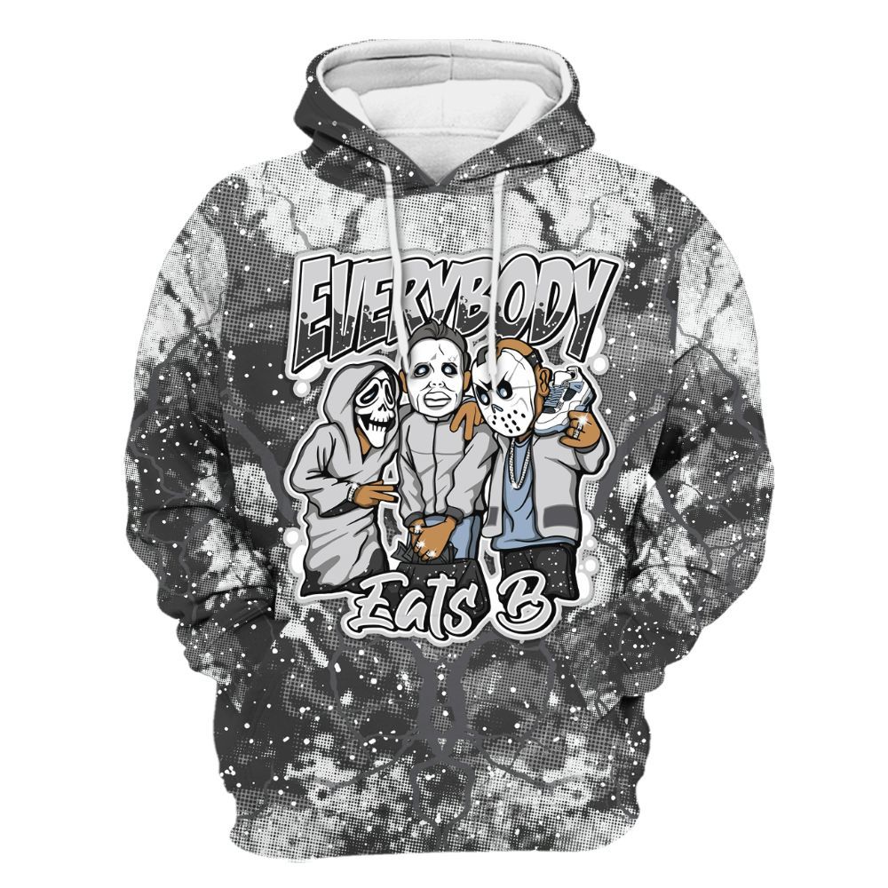 Hoodie To Match Reverse Black White 6s - Everybody Eatin B Graphic Halloween All Over Print