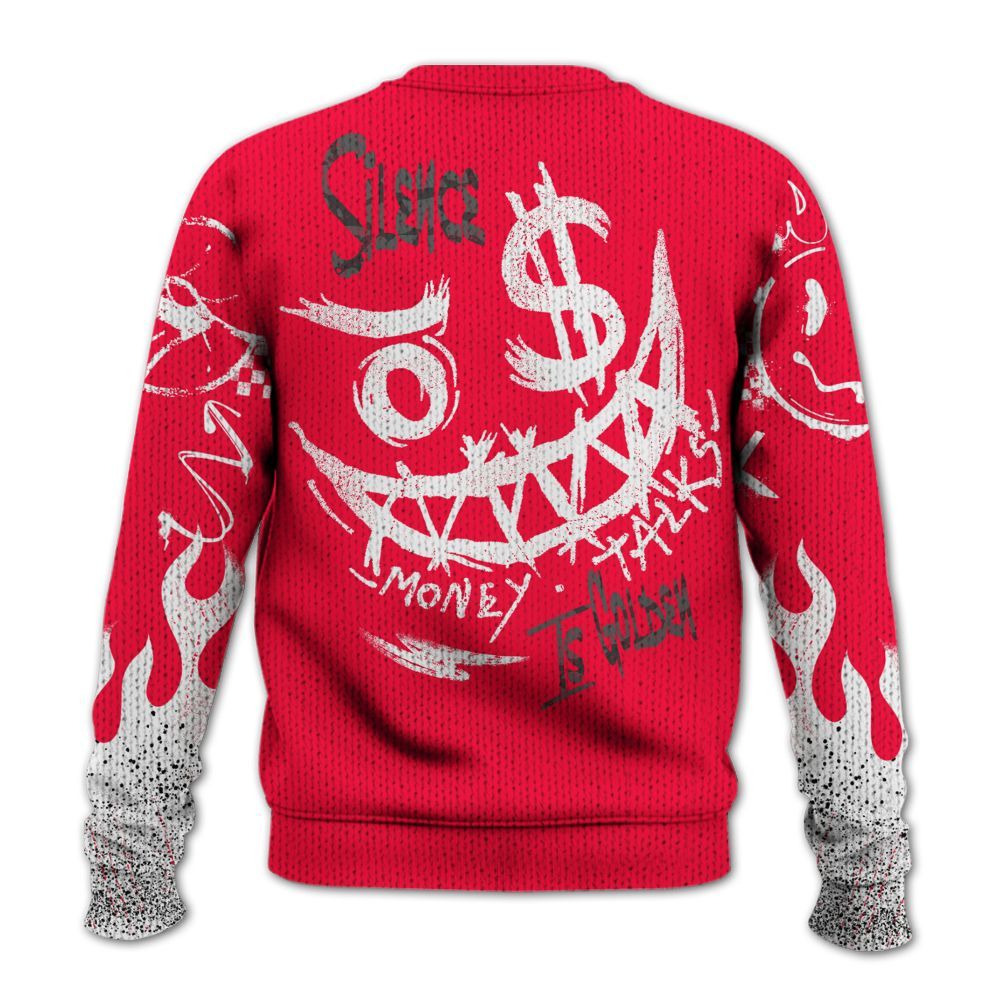 Knitted Sweater To Match Retro Fire Red 3s - Mouth Burning Street Style