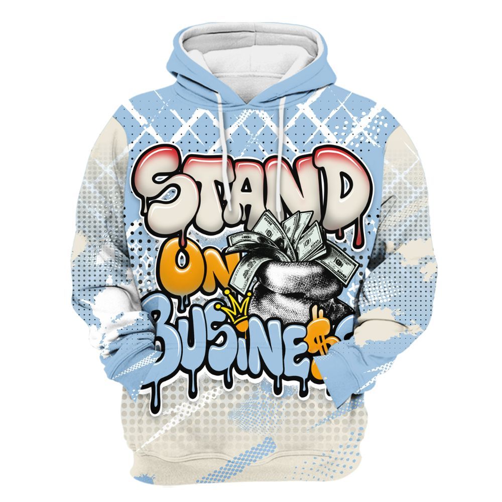 Hoodie To Match Retro High OG Pale Ivory Psychic Blue 1s - Halftone Stand Business Dripping All Over Print