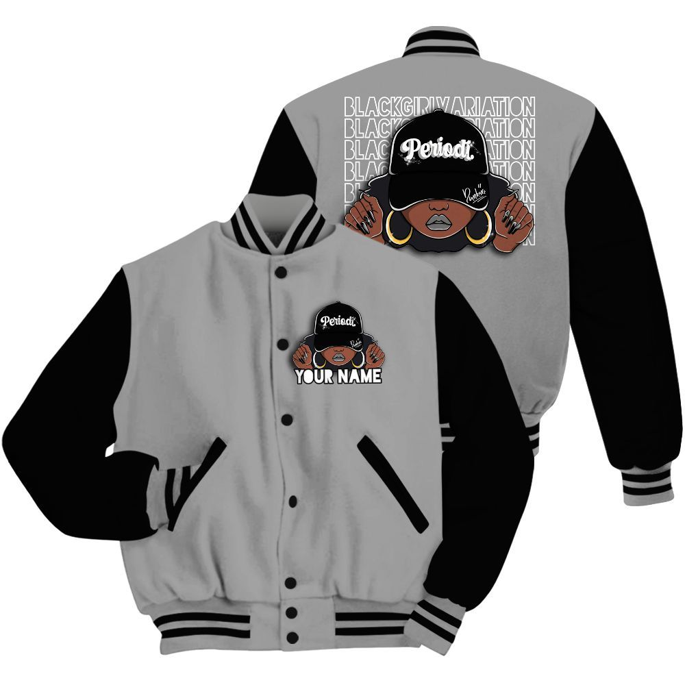 Varsity Jacket To Match Black Wolf Grey 12s - Custom Name Black Girl All Over Print