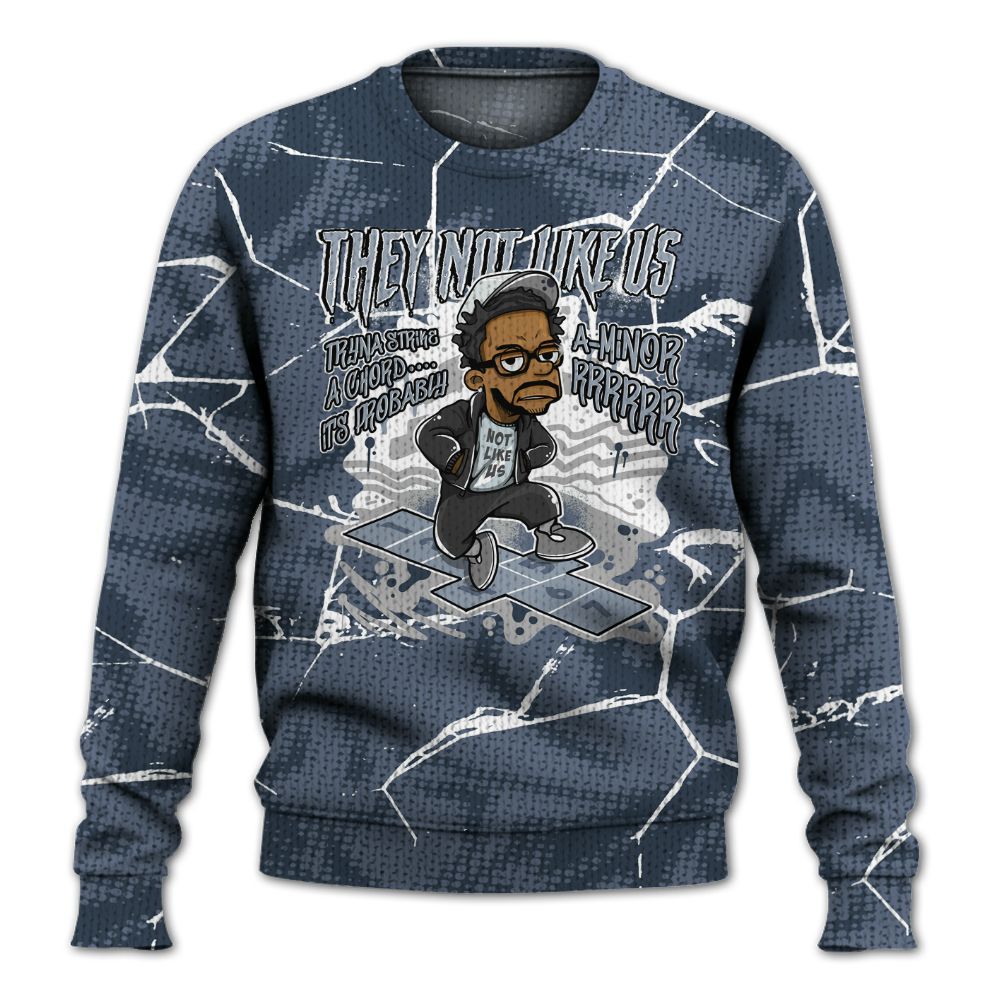 Knitted Sweater To Match Low Diffused Blue 11s - Hopscotch Dislike Us Graphic Crack