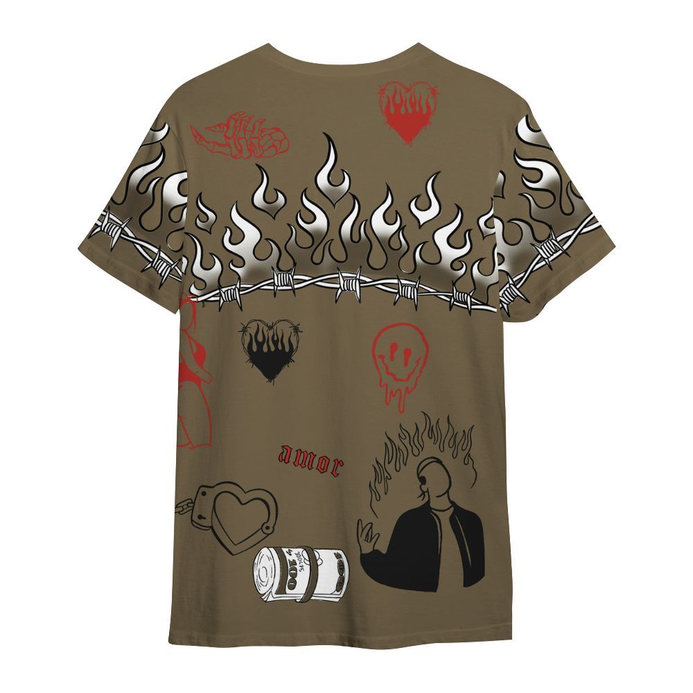 Shirt To Match Olive 9s - Snake Trust No One All Over Print