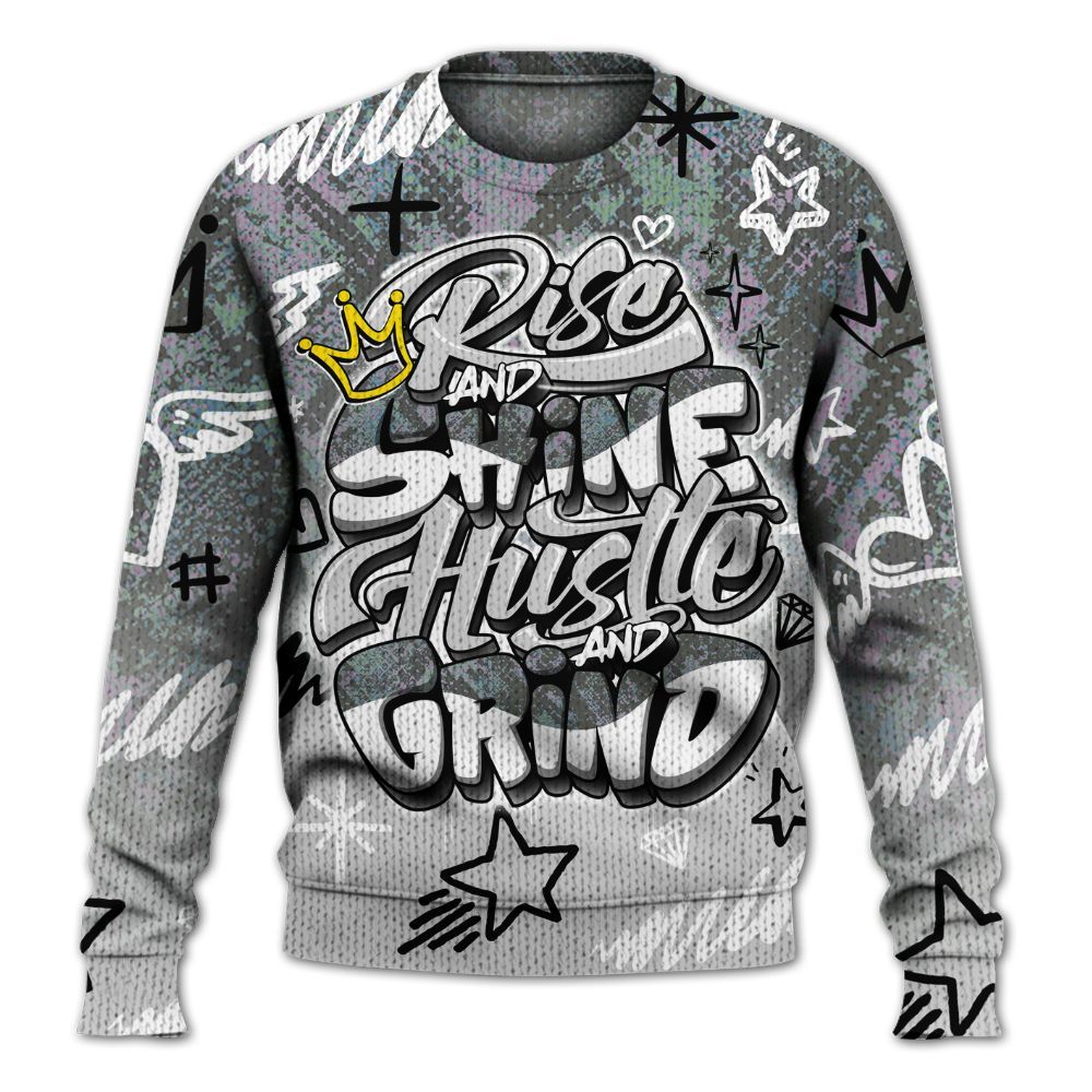Knitted Sweater To Match Low CNY Year Of The Snake 11s - Rise Shine Hustle Grind