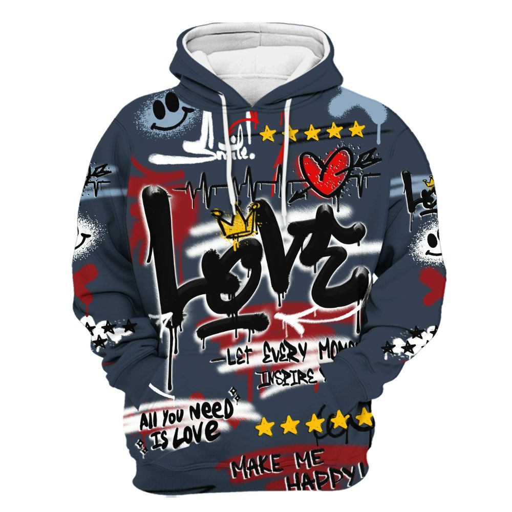 Hoodie To Match Retro Olympic 6s - Happy Love Beats Graffiti Streetwear All Over Print
