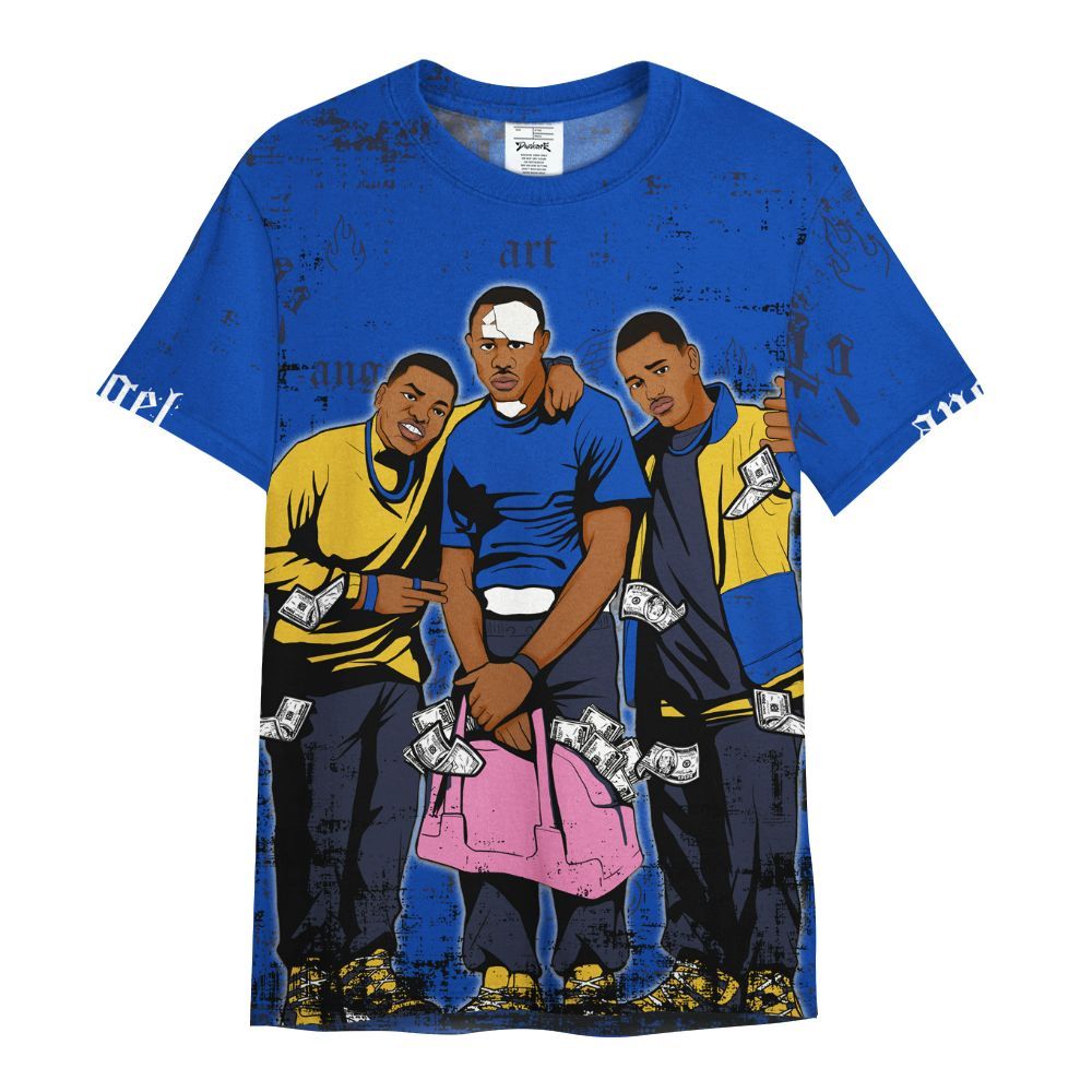 Shirt To Match Brazil Racer Blue Yellow 3s - Paid In Full Money All Over Print