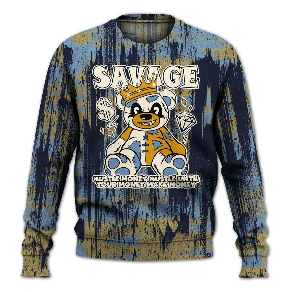 Sweatshirt To Match High OG First In Flight 1s - Savages Bear Glitch Art All Over Print