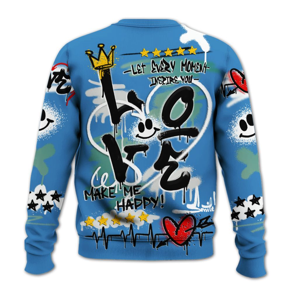 Sweatshirt To Match Low Carolina 17s - Happy Love Beats Graffiti Streetwear All Over Print