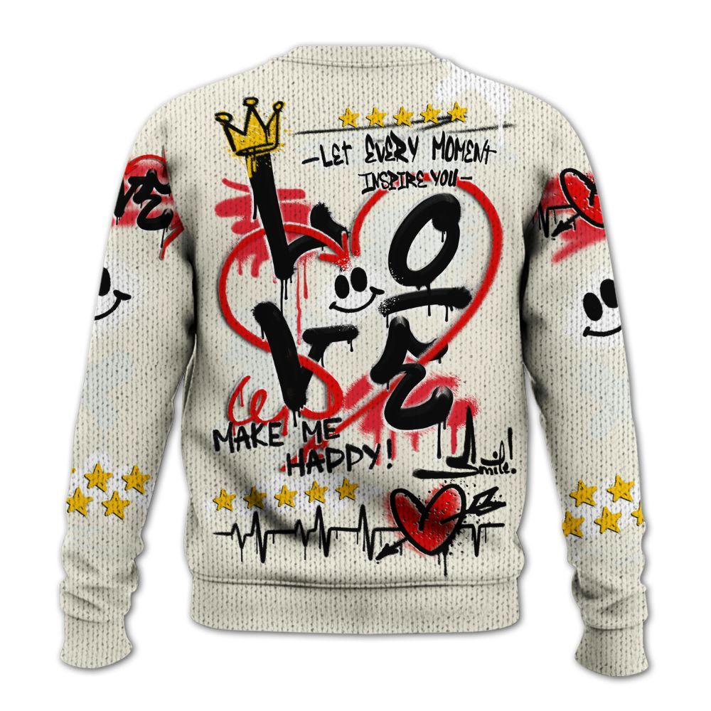 Sweater To Match Low OG Sail 1s - Happy Love Beats Graffiti Streetwear Graphic