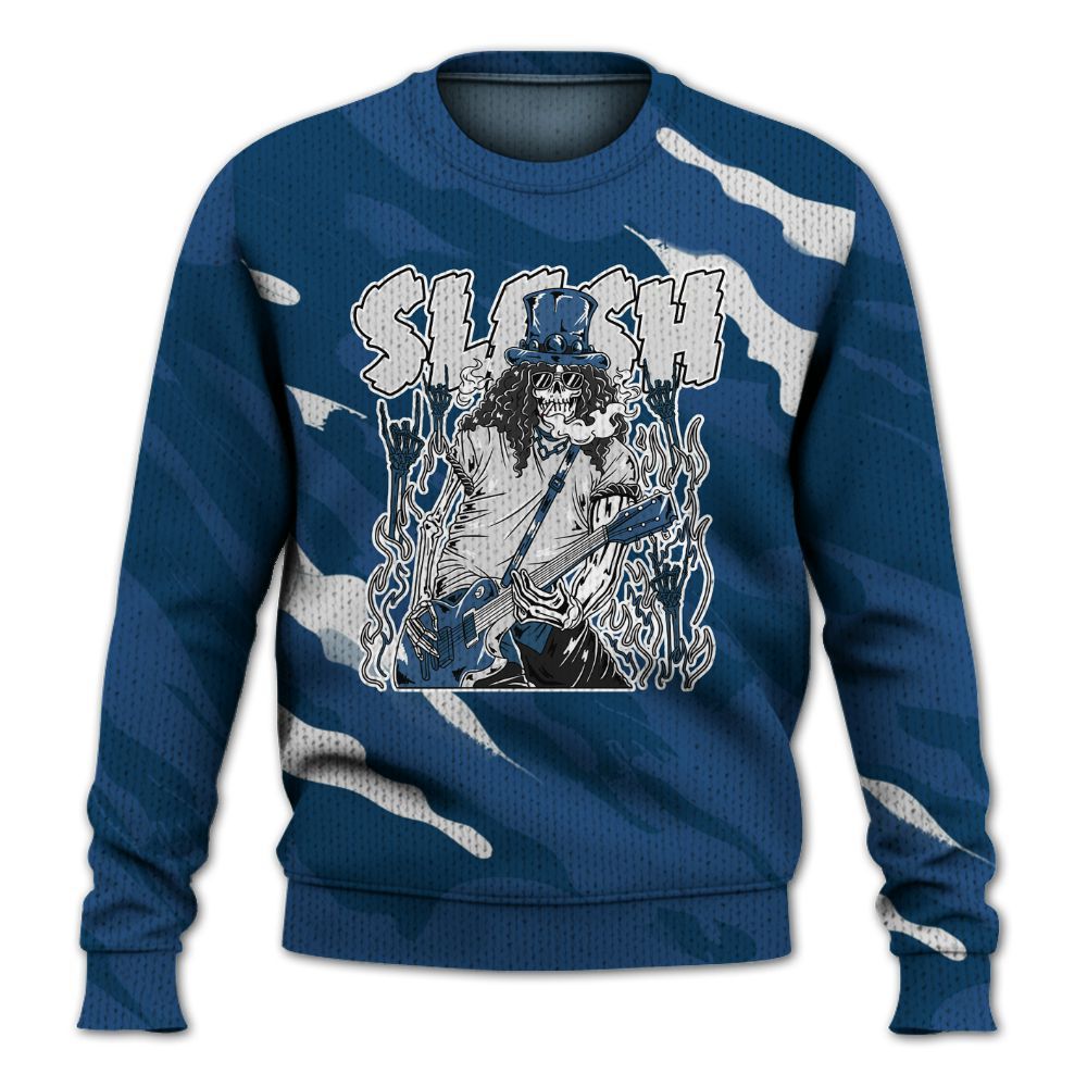 Knitted Sweater To Match High OG Midnight Navy 1s - Slash Skeleton Colored
