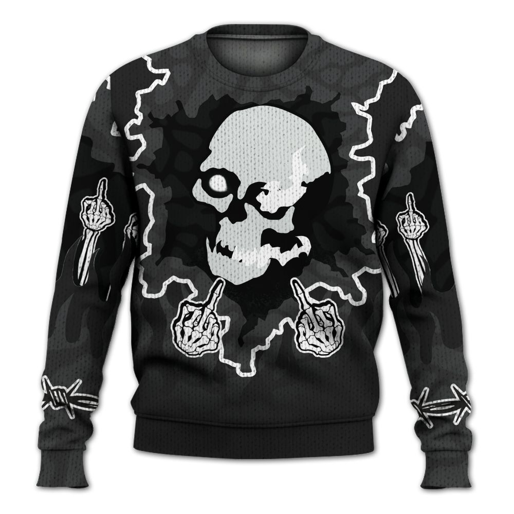 Knitted Sweater To Match Black Cat 3s - F Around Find Out Graphic Trapped