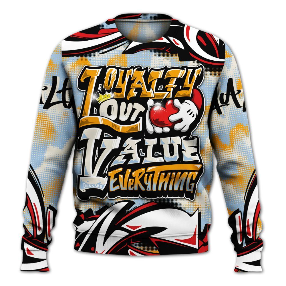 Sweatshirt To Match Retro High OG Pale Ivory Psychic Blue 1s - Loyalty Out Value Graffiti All Over Print