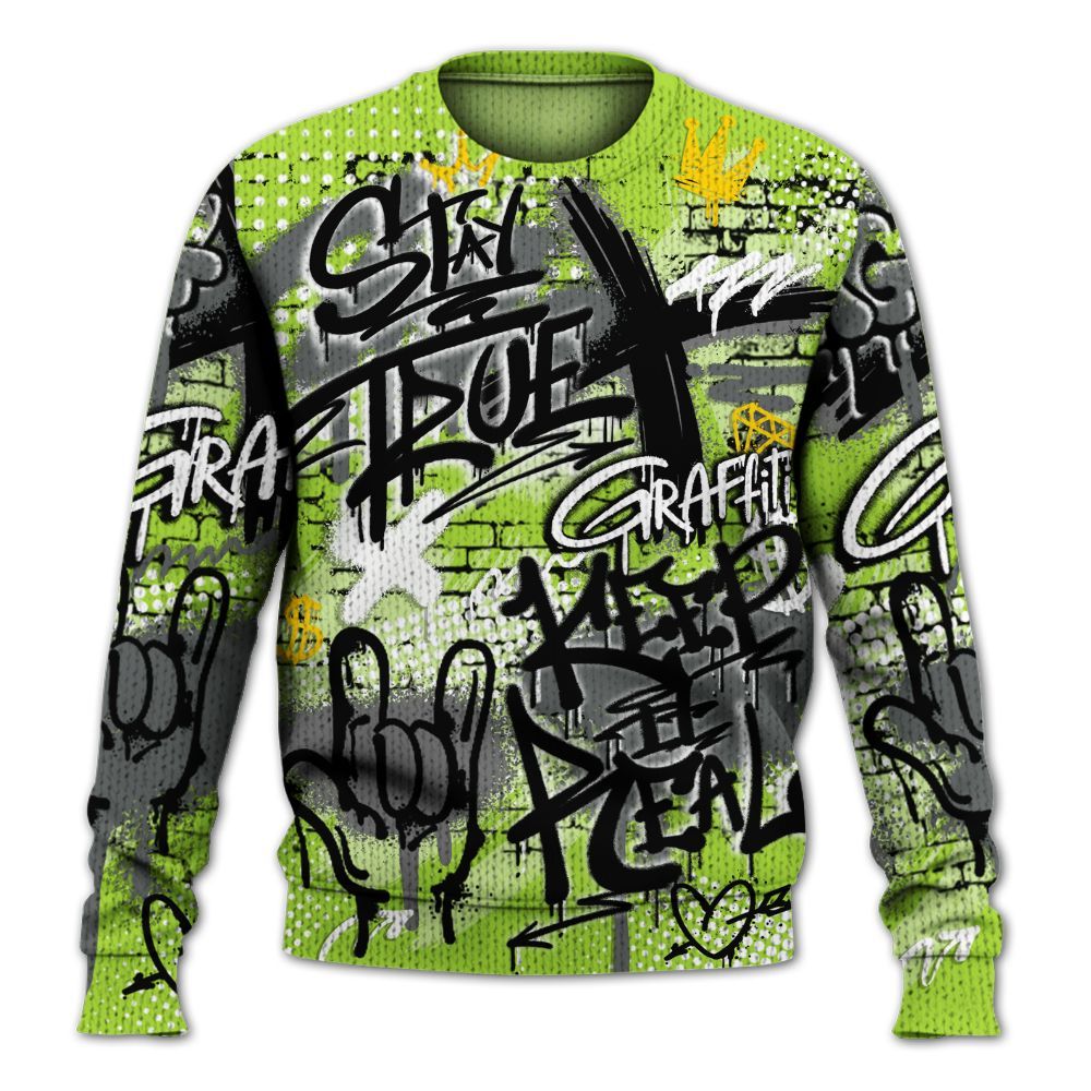 Knitted Sweater To Match Air Max 95 Neon - True It Real Graffiti Streetwear