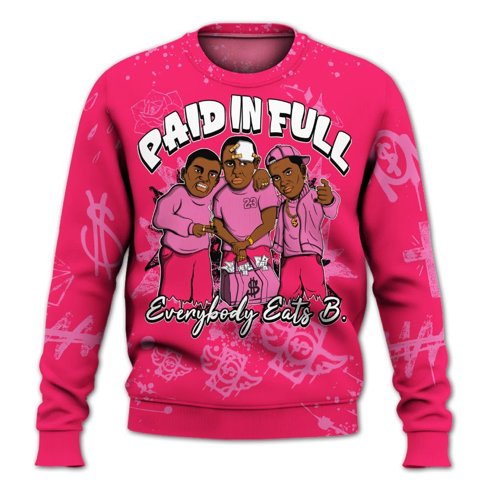 Sweatshirt To Match Air VaporMax Plus Triple Pink - Everybody Paid In Full Crayon All Over Print