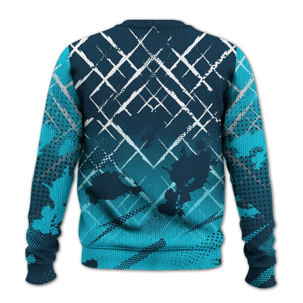 Knitted Sweater To Match Air Navy Baltic Blue - Halftone Stand Business Dripping