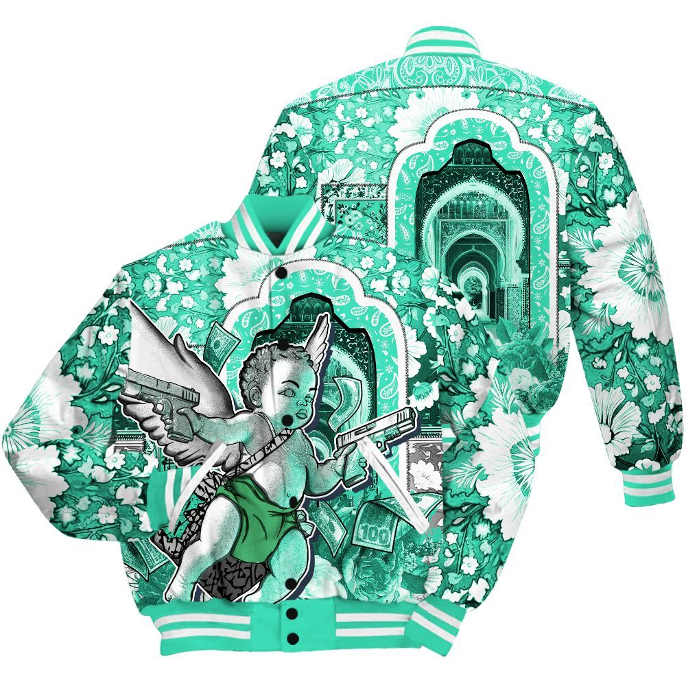 Varsity Jacket To Match Black Green Glow 3s - Angel Money Bag Green Glow 3s All Over Print