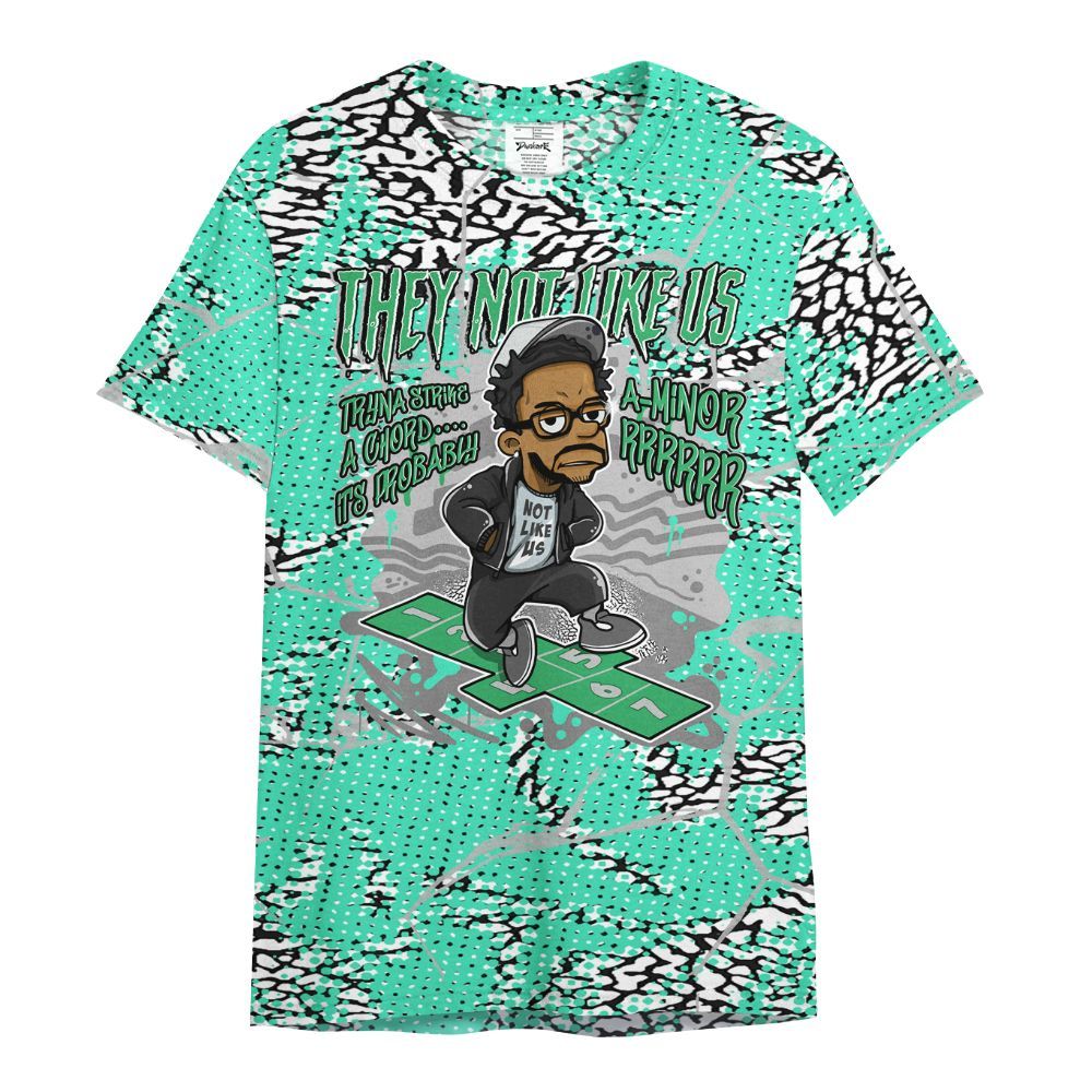 Shirt To Match Black Green Glow 3s - Hopscotch Dislike Us Graphic Crack All Over Print