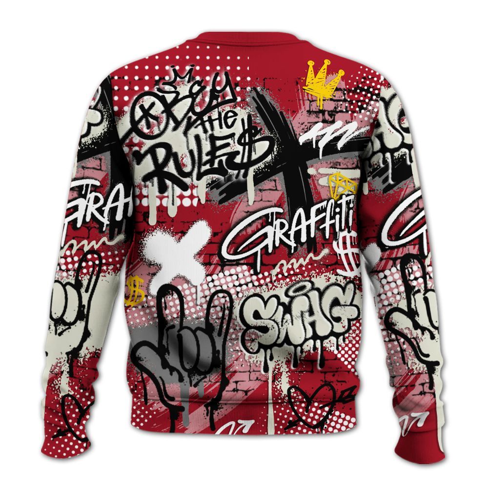 Sweatshirt To Match 2025 High OG Cinnabar 1s - True It Real Graffiti Streetwear All Over Print