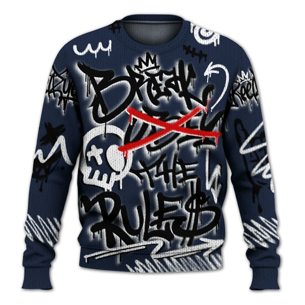 Knitted Sweater To Match Dunk Low White Midnight Navy - Break Rules Streetwear