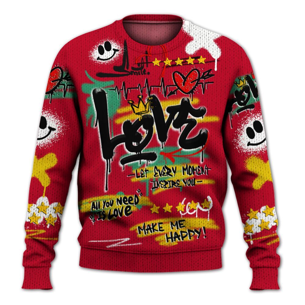 Sweater To Match Miro 7s - Happy Love Beats Graffiti Streetwear Graphic