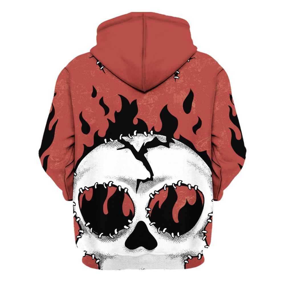Hoodie To Match Dune Red 13s - Cracked Skull Stitches All Over Print