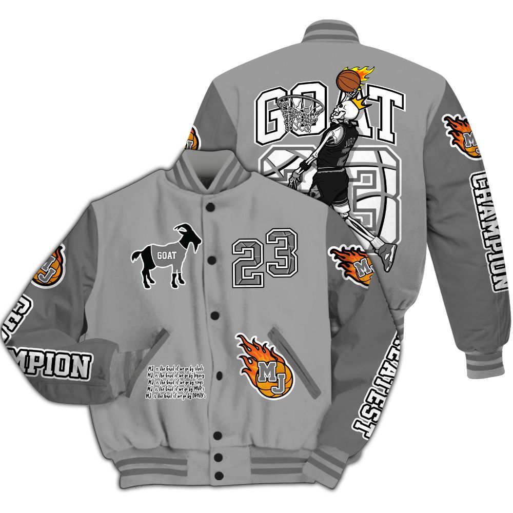 Varsity Jacket To Match Black Wolf Grey 12s - 23 G.0.A.T Jump Up Basketball All Over Print