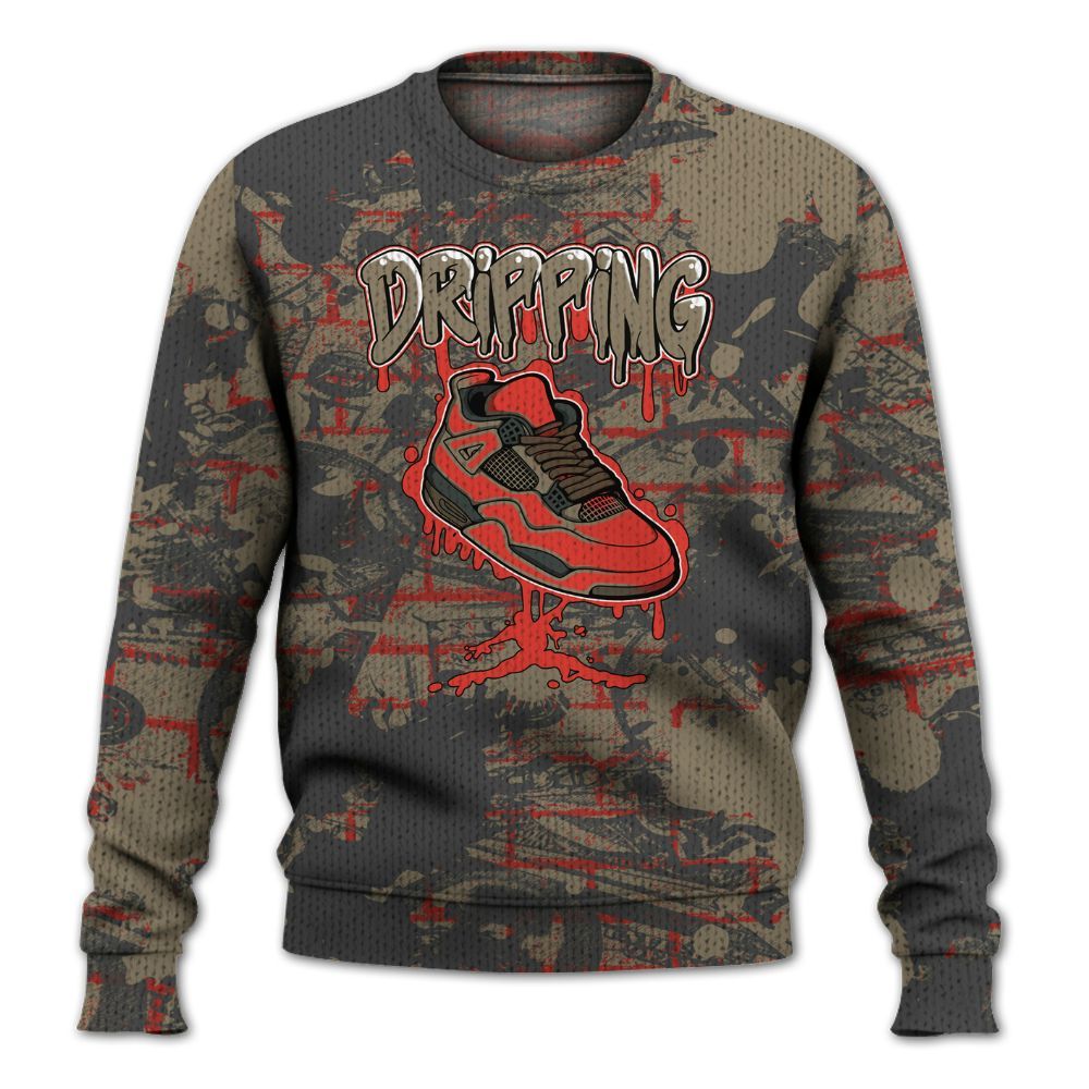 Knitted Sweater To Match Olive 9s - Dripping Shoe 4S Graphic Street Art