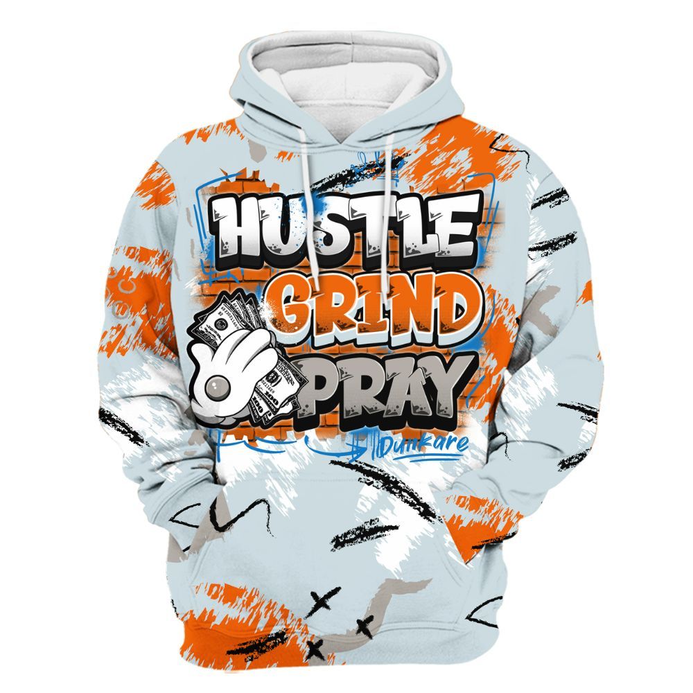 Hoodie To Match Retro High OG Alaska 1s - Hustle Grind Pray Graphic Street Style All Over Print