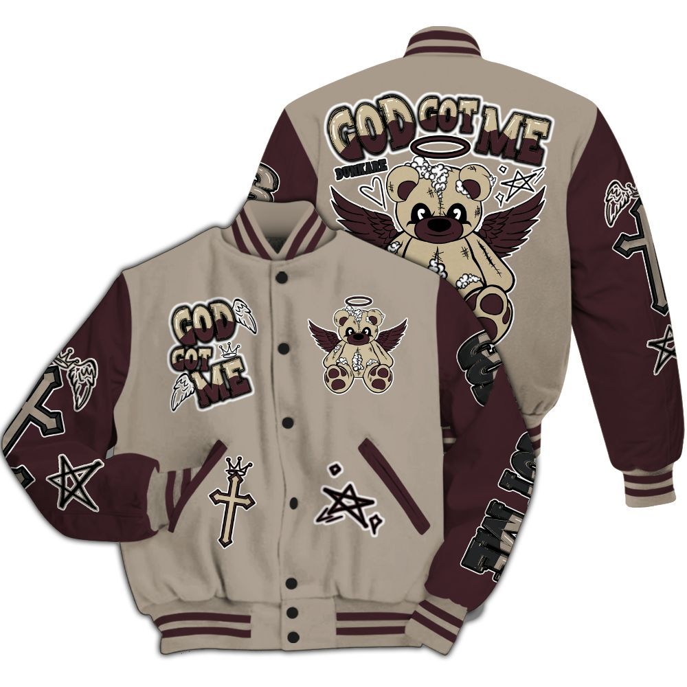 Varsity Jacket To Match AMM Retro Phantom 4s - Gods Guides Me Bear All Over Print