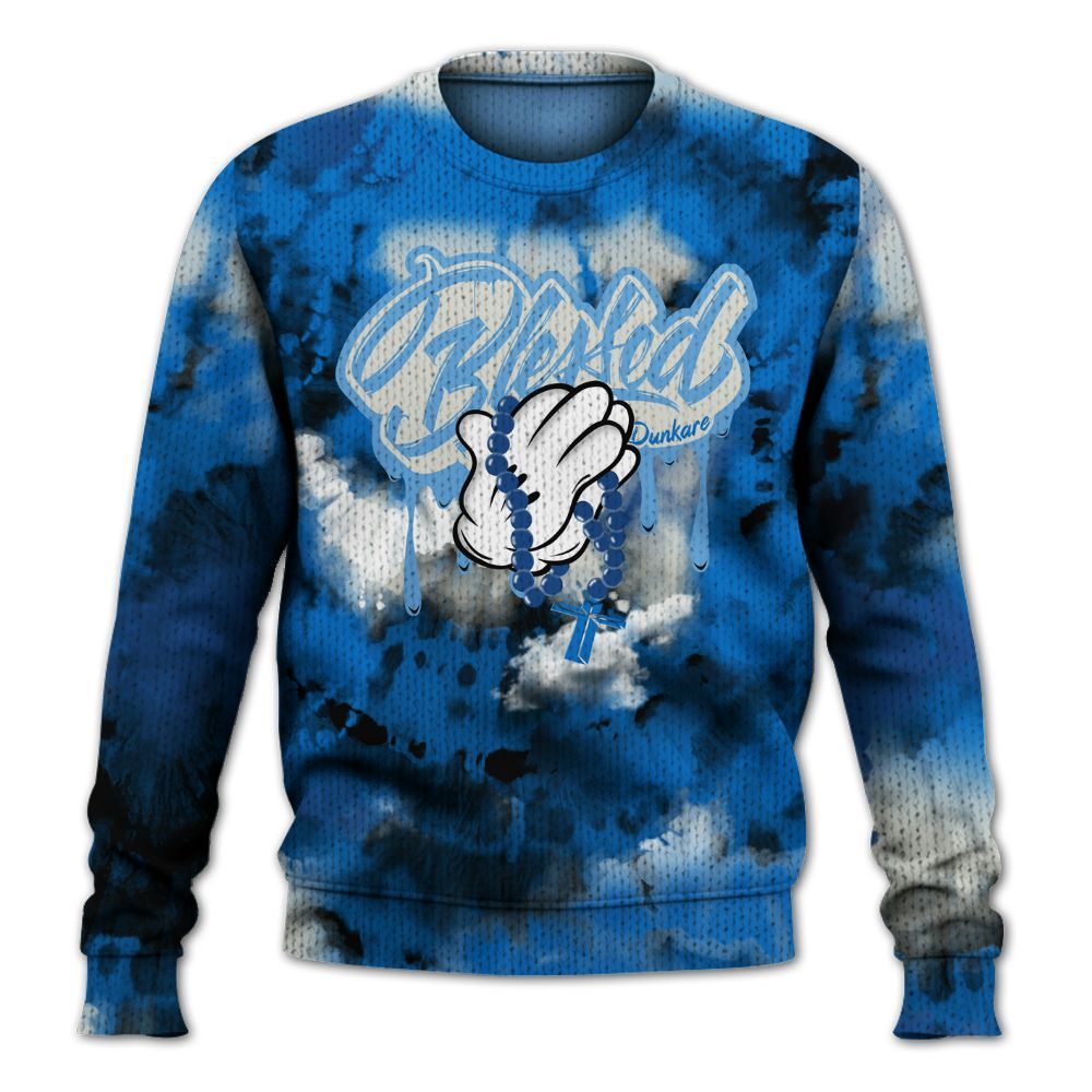 Knitted Sweater To Match Blueberry 12s - God Blessed Tie Dye