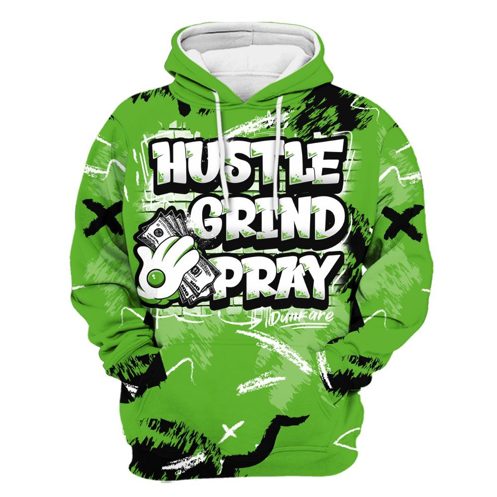 Hoodie To Match Air Foamposite One Volt - Hustle Grind Pray Retro All Over Print