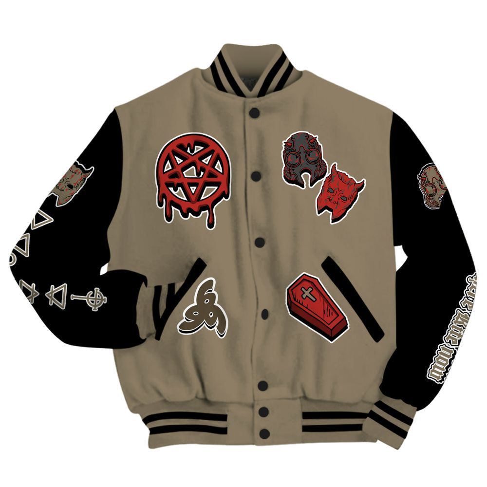 Varsity Jacket To Match Olive 9s - Apocalypse Skeleton All Over Print